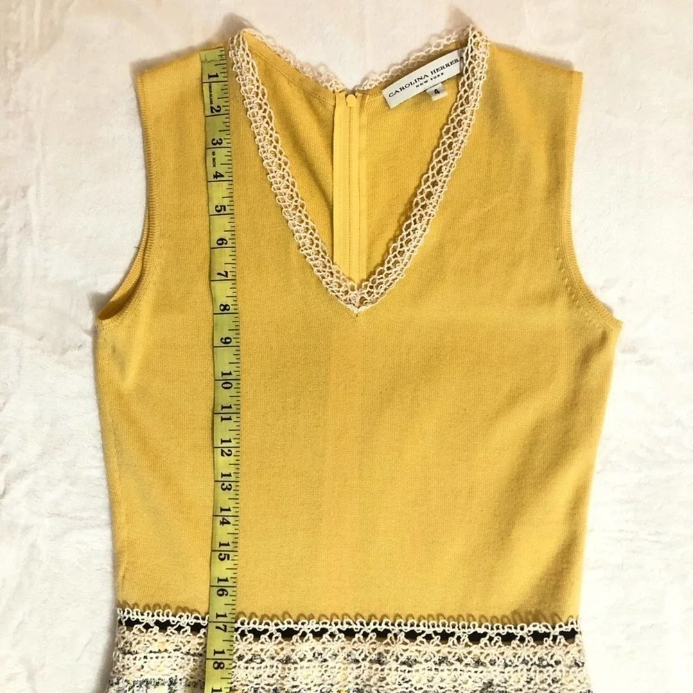 Carolina Herrera Yellow Grey tweed skirt dress 4